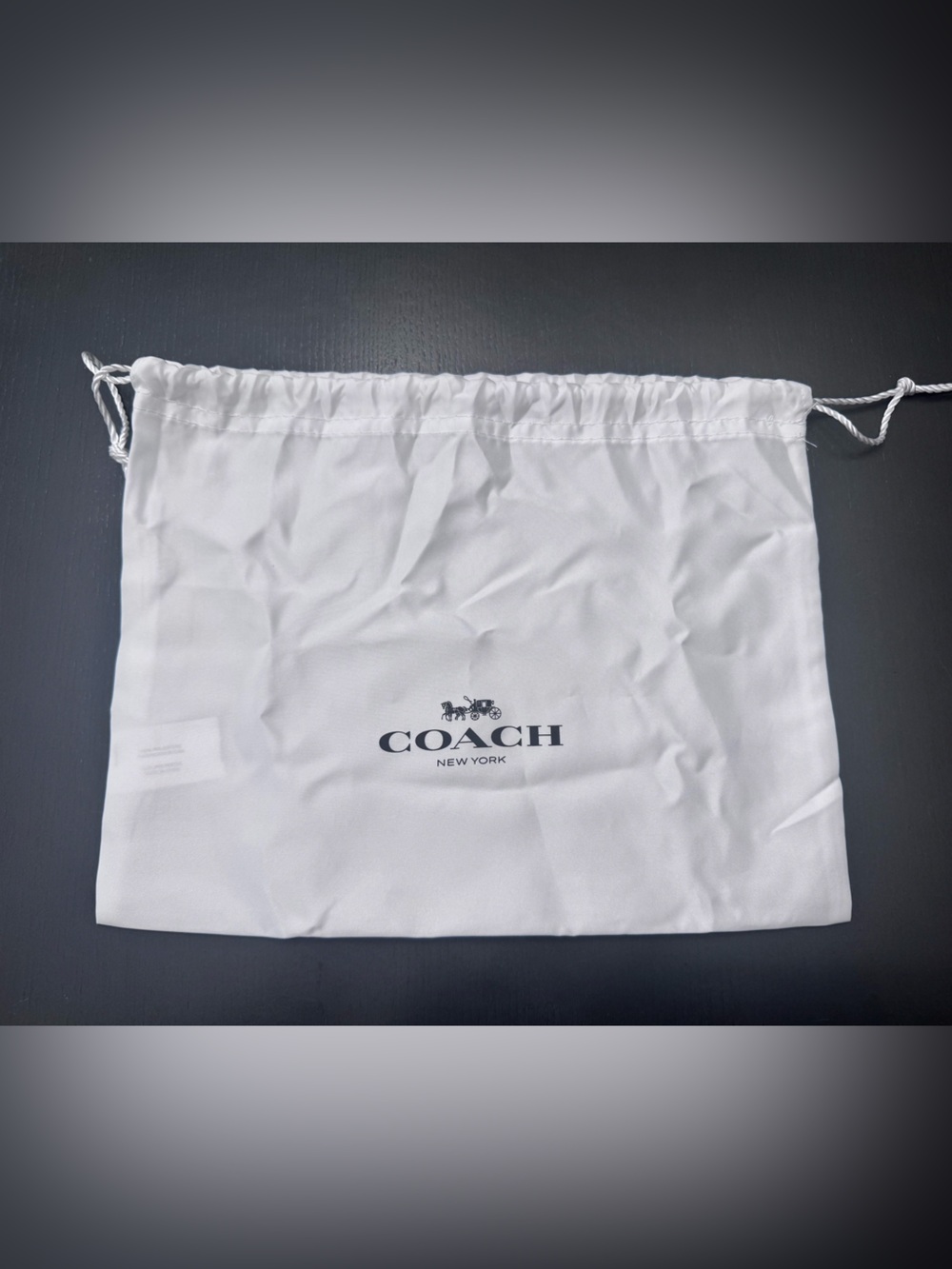 Coach White Drawstring Logo Pouch